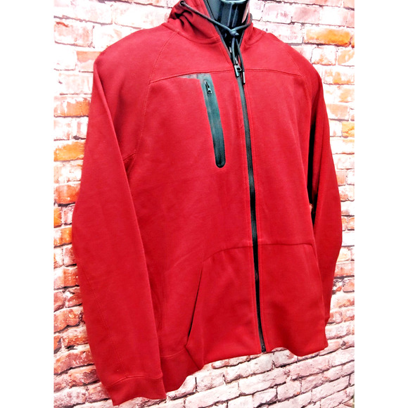 Leonine Softshell Jacket Men's XL Red Chest Pocket Hooded Pockets Full Zipper - Picture 6 of 7